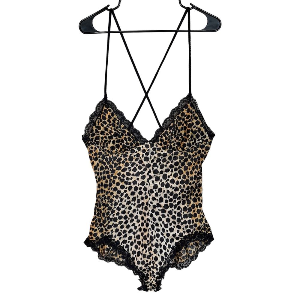 Vintage 1970s Pandora Lingerie By Chic Leopard Print Teddy Lingerie Size Large